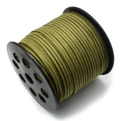 Wildleder (imitiert), olivgr&uuml;n, 3x1,4 mm, 2 Meter