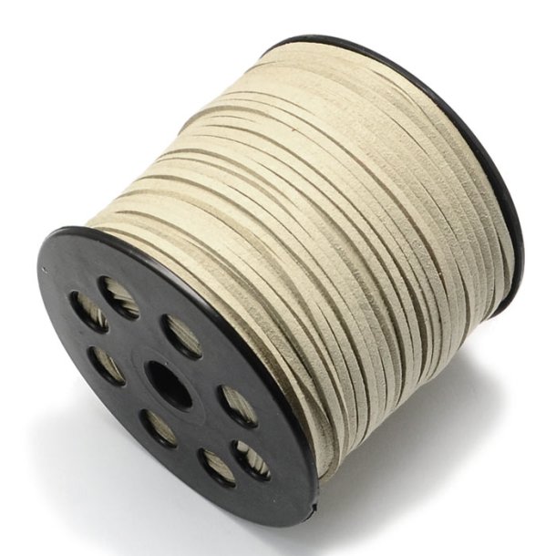 Suede, artificial, light golden grey, 3x1.5mm, 90 meter