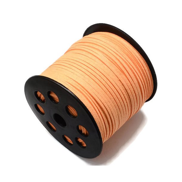 Suede cord, artificial, peach, 3x1.4mm, 90 meter