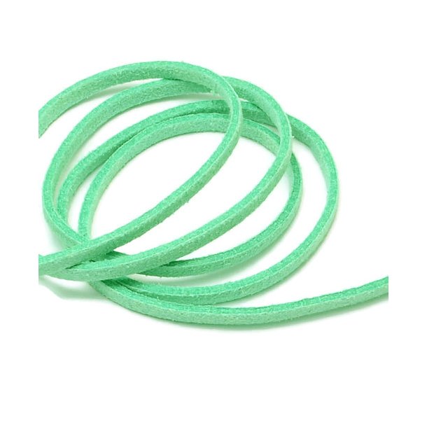 Suede, artificial, turquoise green, 3x1.4mm, 2 meter