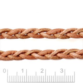 Lederband, geflochten, rustikal natur, 6x3,5 mm, 50 cm.