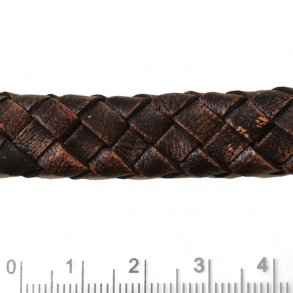Lederband, flach, geflochten, antik-braun, Breite Model, 13x6 mm, 25 cm