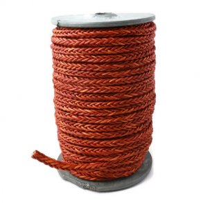 Lederband, viereckig geflochten, rosenholz-braun, weiche Qualität, 5,5 mm, 10 m