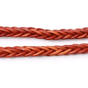 Lederband, viereckig geflochten, rosenholz-braun, weiche Qualität, 5,5 mm, 50 cm