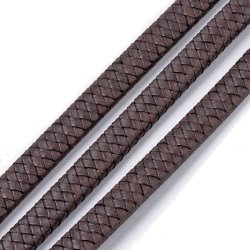 Lederband, flach, geflochten, Kaffee-braun, 12x6 mm, pro 25 cm