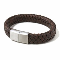 Lederband, flach, geflochten, Kaffee-braun, 12x6 mm, pro 25 cm