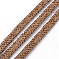 Lederband, flach, geflochten, Sandfarben, 10x5 mm, pro 25 cm