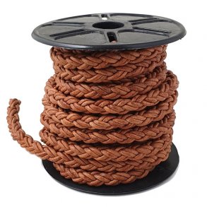 Lederband, Doppel-schnur geflochten, matt braun, weiche Qualität, 7,5 mm, 5 m