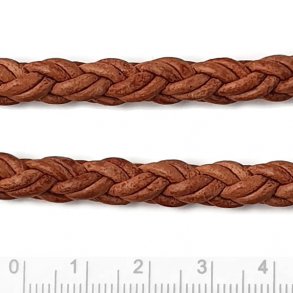 Lederband, Doppel-schnur geflochten, matt braun, weiche Qualität, 7,5 mm, 50 cm