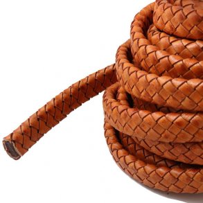 Ldersnor, flad flettet, antik orange, grov flet, bred model, 14x6 mm,  5 m