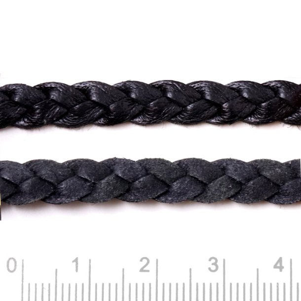 Lederband, geflochten, schwarz, 6x2 mm, 50 cm