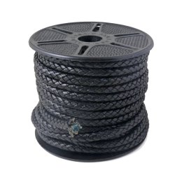 Lederband, rund geflochten, schwarz, extra weiche Qualit&auml;t, 7 mm, 20 cm. beim kauf von mehreren Einheiten liefern wir immer am St&uuml;ck