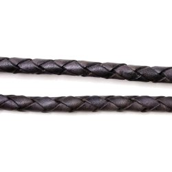 Lederband, geflochten,antik grauschwarz, Qualitt, 6 mm, 10 m (ganze Rolle)