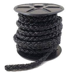 Lederband, Doppel-schnur geflochten, rund, schwarz,  7,5 mm, 50 cm
