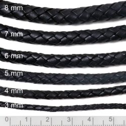 Lederband, rund geflochten, schwarz, extra weiche Qualit&auml;t, 7 mm, 20 cm. beim kauf von mehreren Einheiten liefern wir immer am St&uuml;ck