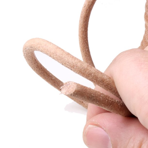Leather cord, natural (undyed), round, 5mm, 1m