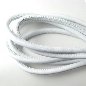 Am Rand genähtes Leder (rund), weiß, 3 mm, 20 cm.
