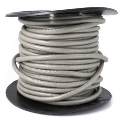 Am Rand gen&auml;htes Leder (rund), ganzes B&uuml;ndel, silbergrau, 6 mm, 25 m