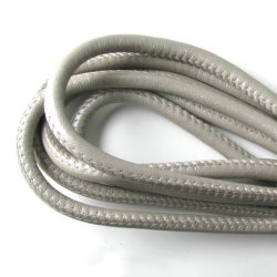 Am Rand gen&auml;htes Leder (rund), ganzes B&uuml;ndel, silbergrau, 6 mm, 25 m