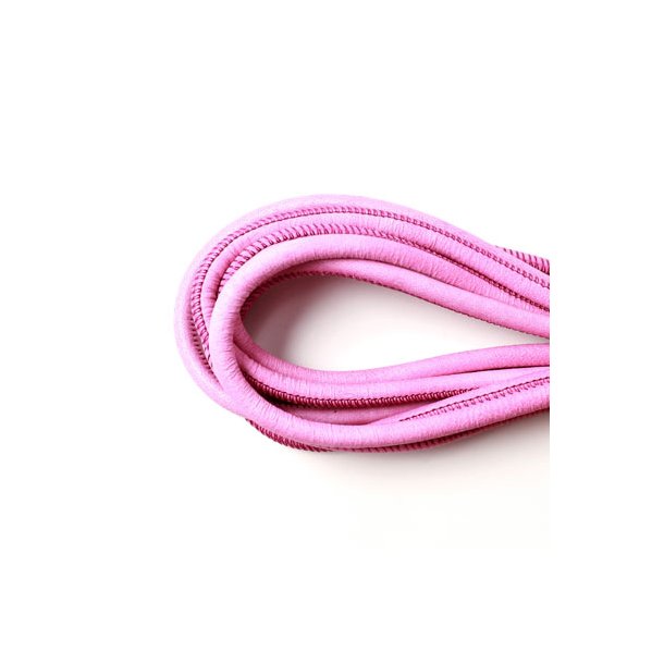 Stitched leather cord, round, antique pink, 5mm, 20cm.