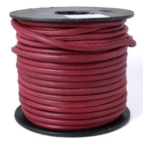 Am Rand genhtes Leder (rund), bordeaux, 4 mm, 25 Meter