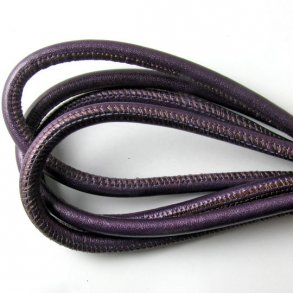 Am Rand genähtes Leder (rund), metallisch dunkelviolett, 3 mm, 20 cm