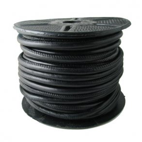 Am Rand genhtes Leder (rund), schwarz, 5 mm, 25 Meter.