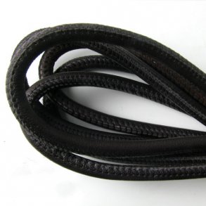 Am Rand genhtes Leder (rund), schwarz, Starke 4 mm, 50 cm