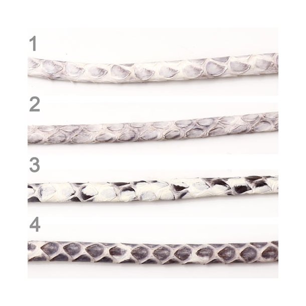 Genuine soft snakeskin leather strap, light grey, 4x3x400mm, 1pc