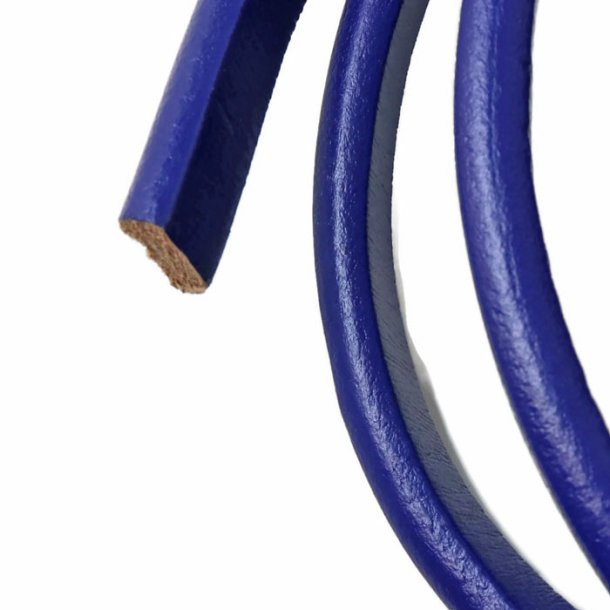 Calf leather, square shape cord, blue, 10x6.5mm, 22cm