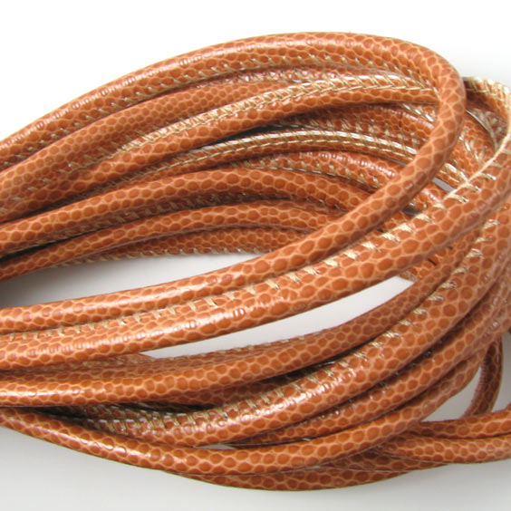 Am Rand genähtes imitiertes Schlangenleder, hell braun, 5 mm, 1 m