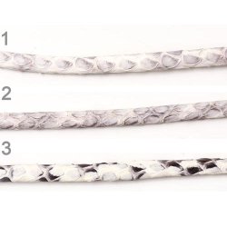Riemen aus echtem weichem Schlangenleder, hellgrau, 4x3x400mm, 1 Stk.