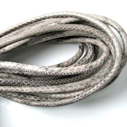 Gro&szlig;kauf echtes Schlangenleder, am Rand gen&auml;ht, grau gemustert, 5 mm, 10 m