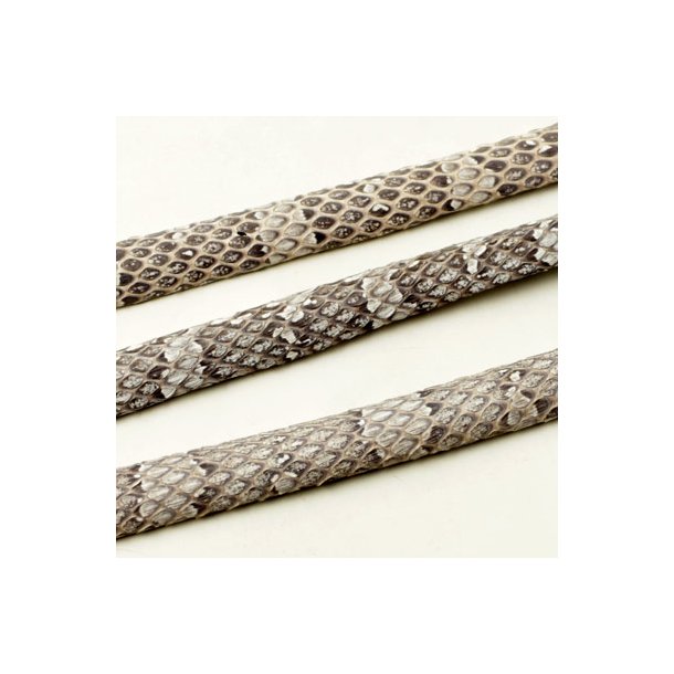 genuine snake skin, cord, light-grey striated, 10x4mm, 22cm, NB pattern may vary.