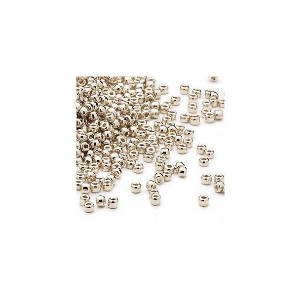 Glas Seed bead, Miyuki Duracoat silberfarben, #15, 1,5x1 mm, 1600 Stk. starke Versilberung