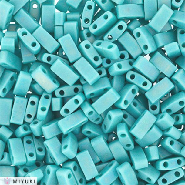 Half-Tila bead, opaque, light turquoize, rectangular shaped, 5x2.3mmm 5gr, 130pcs.
