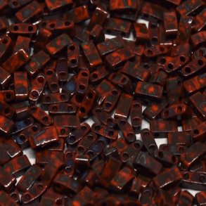 Miyuki half Tila, two-hole-bead, opaque, Picasso orange, 5x2,3mm, 5g, 110pcs