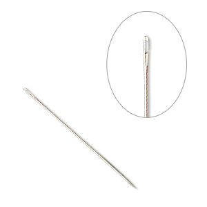 Perlennadeln, Stahl, Platin 55x0,5mm, Bohrung: 0,5x1,5mm 5. stk