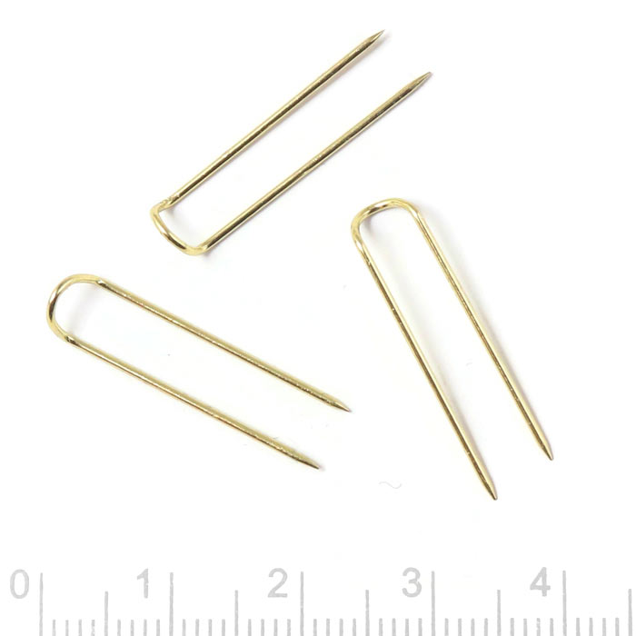 Makramé Nåle, Messing, U-formet, Længde 24, Hovedbredde 6 mm, 20 Stk. til Smykkefremstilling