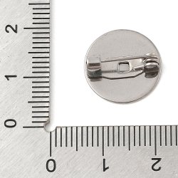 Pin back with locking bar, stainless steel, 15mm glue-on plate, 2pc