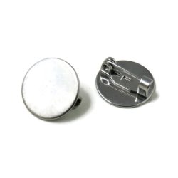 Pin back with locking bar, stainless steel, 15mm glue-on plate, 2pc