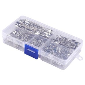 Sikkerhedsn�l, box-s�t mix, l�ngder fra 22 til 55 mm, ca. 200 stk