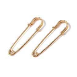Safety pin, gold plated steel, small, 50 mm lang, 2pcs.