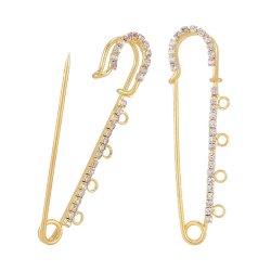 Sicherheitsnadel mit 4 �sen und Strasssteinen, goldfarben, 71 mm lang, 1 Stck