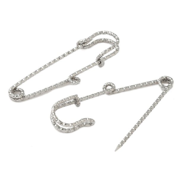 Safety pin with eye and faceting, steel, 50 mm long, 2 pcs.