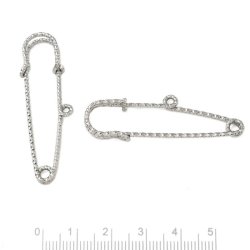 Safety pin with eye and faceting, steel, 50 mm long, 2 pcs.