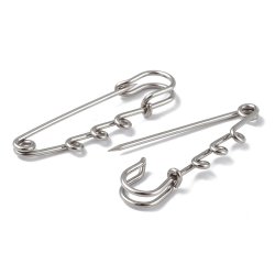 Safety pin with 3 eyelets, stainless steel, 51x16 mm, 2 pcs.