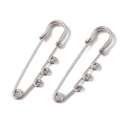 Safety pin with 3 eyelets, stainless steel, 51x16 mm, 2 pcs.