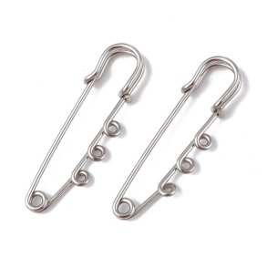 Safety pin with 3 eyelets, stainless steel, 51x16 mm, 2 pcs.