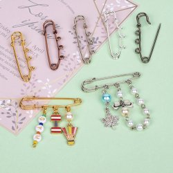 Safety pin with 3 eyelets, stainless steel, 51x16 mm, 2 pcs.